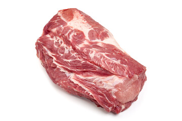 Raw pork shoulder butt, isolated on white background. High resolution image.