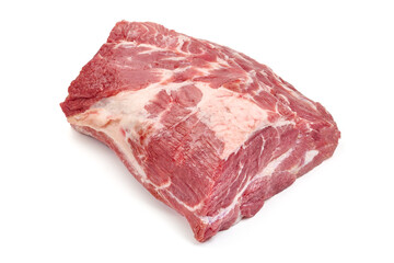 Raw pork shoulder butt, isolated on white background. High resolution image.