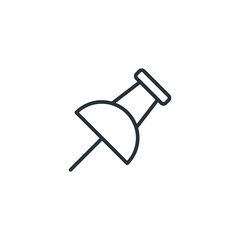 Push pin icon in black on a white background. Vector illustration