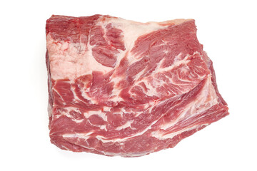 Raw pork shoulder butt, isolated on white background. High resolution image.