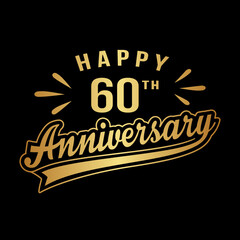 Happy 60th Anniversary. 60 years anniversary design. Vector and illustration.