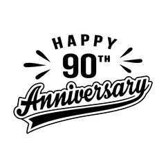 Happy 90th Anniversary. 90 years anniversary design. Vector and illustration.