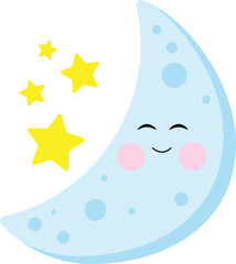 cute moon vector illustration.  cute icon clip art or images.