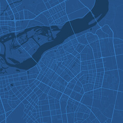 Detailed vector map poster of Harbin city, linear print map. Blue skyline urban panorama. Decorative graphic tourist map of Harbin territory.