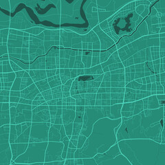 Obraz premium Green Vector map of Jinan, China. Urban city road map art poster illustration.