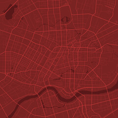 Red vector map of Shenyang, China. Urban city road map art poster illustration.