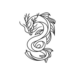 dragon line logo, Chinese Calligraphy of Dragon icon vector illustration