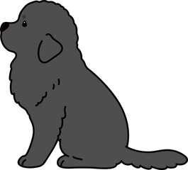 Simple and adorable Newfoundland dog illustration sitting in side view