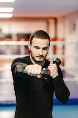 Boxers train in the ring and in the gym