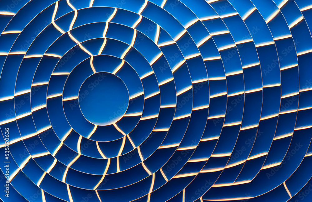 Poster fractal background. a web of yellow lines in a circle