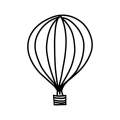 Hand drawn balloon with basket in doodle style