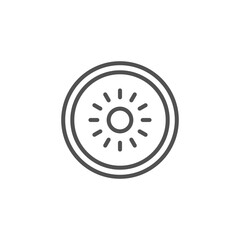 Kiwi fruit, kiwifruit or Chinese gooseberry half cross section vector icon for food apps and websites
