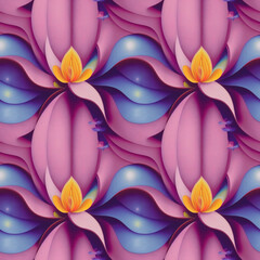 Seamless floral pattern. Vibrant and colorful surreal background with flowers and petals