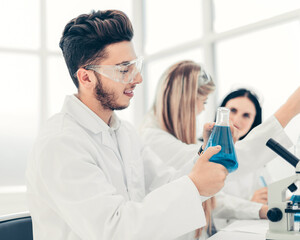 male researcher carrying out scientific research in a lab