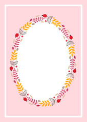 Floral fall background. Elegant frame with autumn leaves and herbs. Blank space for your text included. Can be used for holiday invitations, greeting cards, banners or memo pads. Vector 10 EPS.