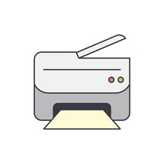 copier, fax, print, and scanner in a printer icon in color, isolated on white background 