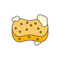 wash sponge icon in color, isolated on white background 