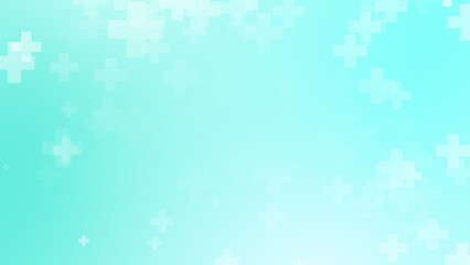 Abstract white blue green colors cross pattern healthcare background.