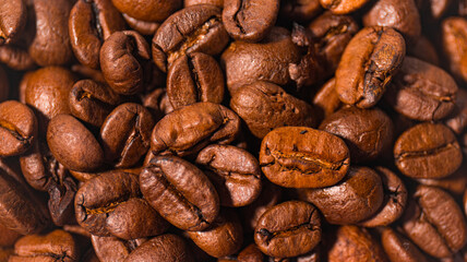 Coffee Beans Close Up. Background. Drinks. Espresso. Cafe. Brown