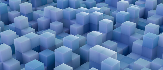 Blue block, Tech Background. 3D Render