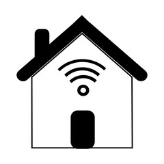 home icon on white background. Concept of a connected home. Wifi connection. Internet enabled home. 