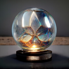 Crystal ball 3D illustration with refractions and reflections 
