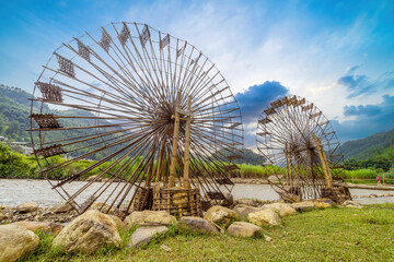 view of Water mill in Mu Cang Chai, Yen Bai province, Vietnam in a summer day