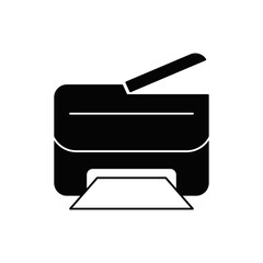 copier, fax, print, and scanner in a printer icon in black flat glyph, filled style isolated on white background