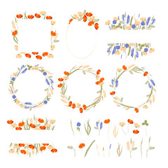 Vector set of floral frames and wreaths.