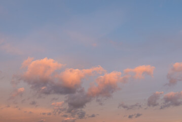 Colorful orange, pink, blue and purple cloud formations during sunset