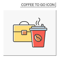 Business lunch color icon. Coffee break during business meetings. Coffee to go concept. Isolated vector illustration