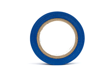 blue insulating sticky tape roll isolated on the white background