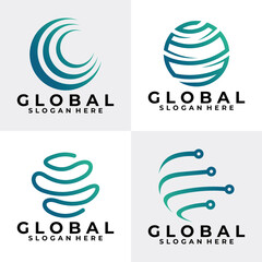 globe set logo icon vector