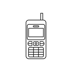 Mobile phone with antenna icon in line style icon, isolated on white background