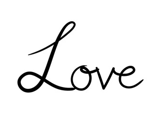 Continuous one line drawing of word LOVE, vector minimalist black and white illustration