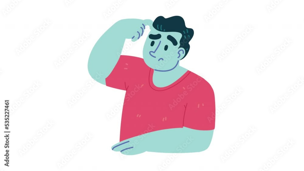 Poster man with doubts character animation