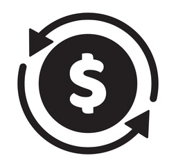 Money back refund investment icon vector. Currency exchange dollar.