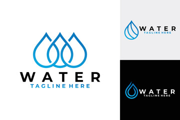 water logo set icon vector