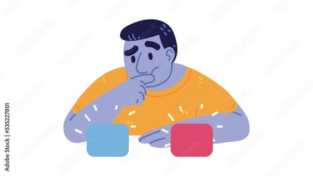 Poster toung man thinking character animation