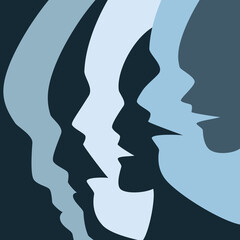 Fear, depression, distress, mental illness, psychological problems. Vector.