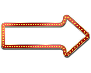 Red arrow with light bulbs in a circle