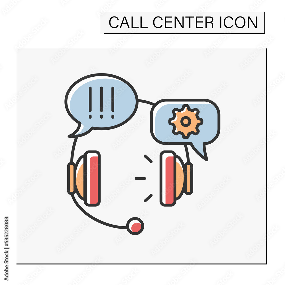 Poster communication color icon. client support hotline. headset for work. angry dialogue between client an