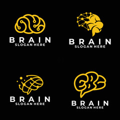brain set logo icon vector