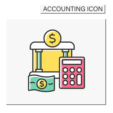 Savings Color Icon. Central, State, Or Local Government. Savings In Bank. Accounting Concept. Isolated Vector Illustration