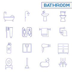 Bathroom Icons Vector. Line Set of Icons Bathroom.