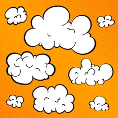 Fototapete Cloud Package Vector Illustration with background orange © Abillion
