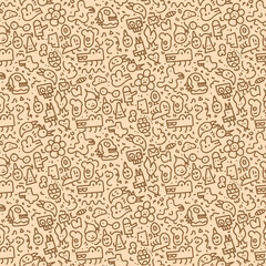 Hand drawn Monster Mini Pattern Vector Illustration