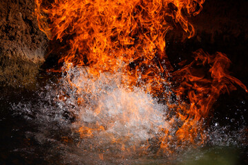 fire and water. gas that burns directly from the ground passing through the water table. burning...