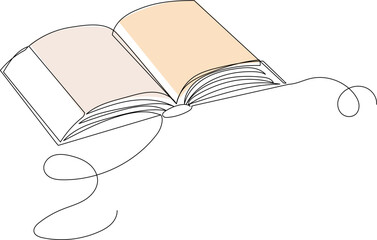 books drawing by one continuous line, isolated vector