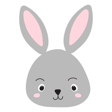rabbit hare portrait cartoon on white background, isolated vector